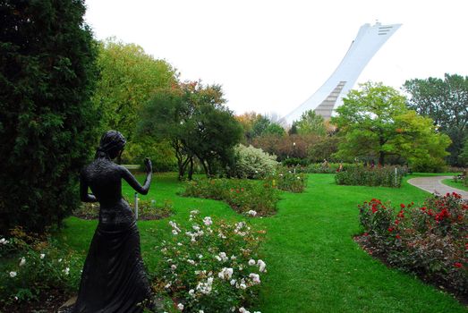 A view of the Montreal Olympic Stadium from the Botanical Garden