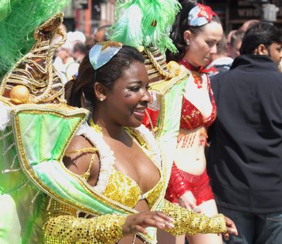 COPENHAGEN - MAY 22: 28th annual Copenhagen Carnival parade of fantastic costumes, samba dancing and Latin styles starts on May 21 - 23. The festivities on this colourful tradition is admission free.