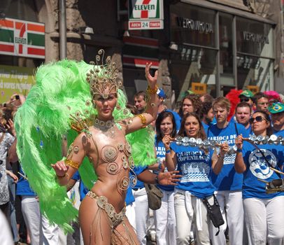 COPENHAGEN - MAY 22: 28th annual Copenhagen Carnival parade of fantastic costumes, samba dancing and Latin styles starts on May 21 - 23. The festivities on this colourful tradition is admission free.
