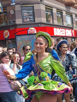 COPENHAGEN - MAY 22: 28th annual Copenhagen Carnival parade of fantastic costumes, samba dancing and Latin styles starts on May 21 - 23. The festivities on this colourful tradition is admission free.