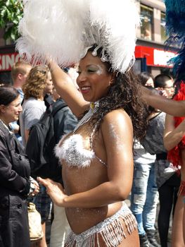 COPENHAGEN - MAY 22: 28th annual Copenhagen Carnival parade of fantastic costumes, samba dancing and Latin styles starts on May 21 - 23. The festivities on this colourful tradition is admission free.