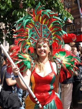 COPENHAGEN - MAY 22: 28th annual Copenhagen Carnival parade of fantastic costumes, samba dancing and Latin styles starts on May 21 - 23. The festivities on this colourful tradition is admission free.