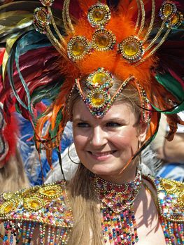 COPENHAGEN - MAY 22: 28th annual Copenhagen Carnival parade of fantastic costumes, samba dancing and Latin styles starts on May 21 - 23. The festivities on this colourful tradition is admission free.