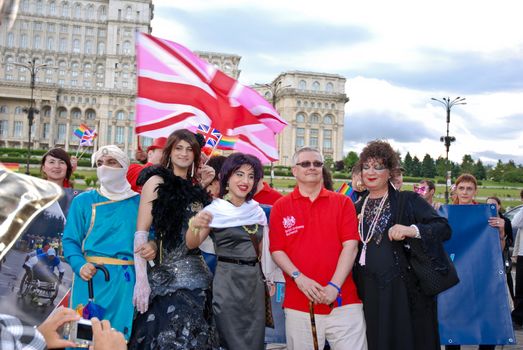 BUCHAREST - MAY 22 : Participants parade at Gay Fest Parade May 22, 2010 in Bucharest, Romania