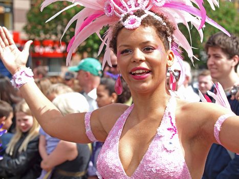 COPENHAGEN - MAY 22: 28th annual Copenhagen Carnival parade of fantastic costumes, samba dancing and Latin styles starts on May 21 - 23. The festivities on this colourful tradition is admission free.