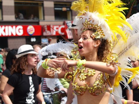 COPENHAGEN - MAY 22: 28th annual Copenhagen Carnival parade of fantastic costumes, samba dancing and Latin styles starts on May 21 - 23. The festivities on this colourful tradition is admission free.