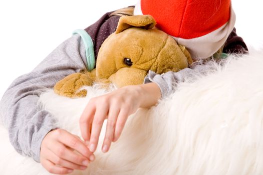 Happy blond girl and her christmas thoughts