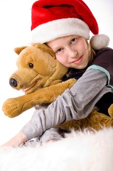 Happy blond girl and her christmas thoughts