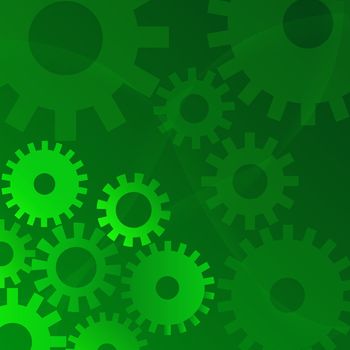 Illustration of gears on a green background