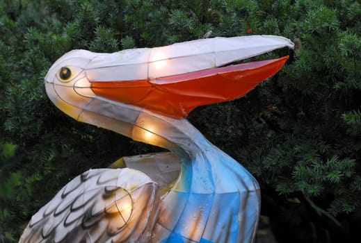 Portrait of an Illuminated Chinese lantern representing a pelican