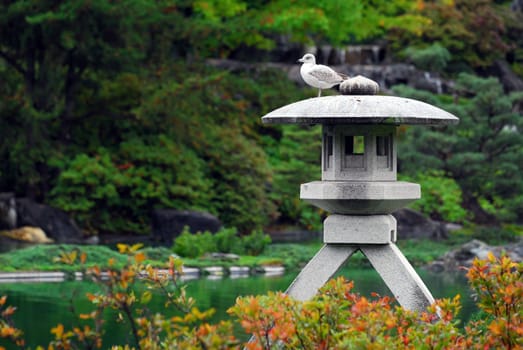 Picture of a Japanese Sculpture in a Garden