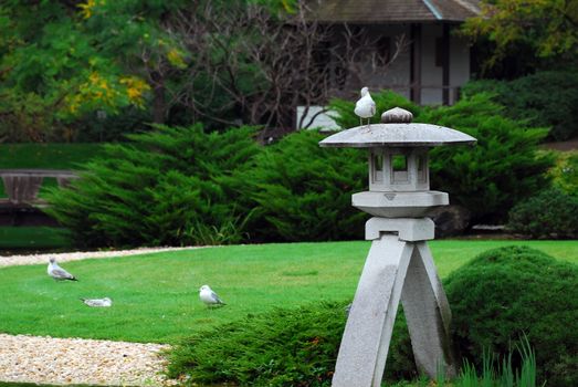 Picture of a Japanese Sculpture in a Garden