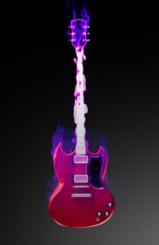 Flaming Guitar with a Supernatural Burning Fire