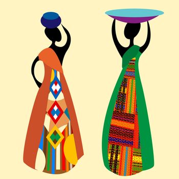 Traditional african women silhouettes illustration