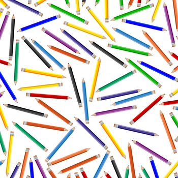 Seamless background illustration with pencils, crayons