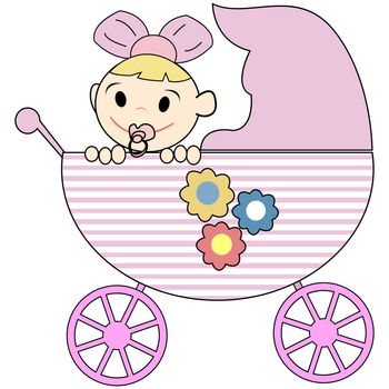 Cute baby girl in stroller