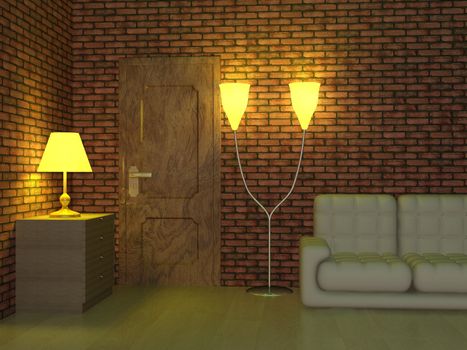 Interior of a living room. 3D image.