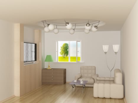 Interior of a living room. 3D image.