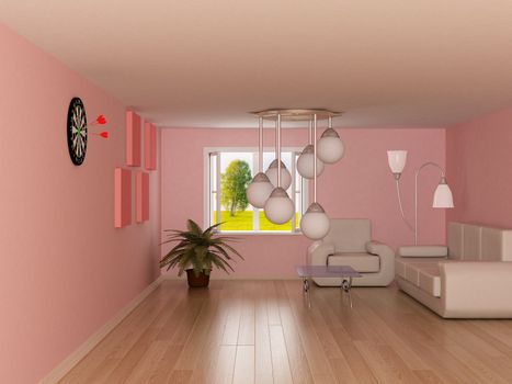 Interior of a living room. 3D image.