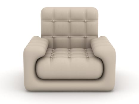 leather armchair on a white background. 3D image.