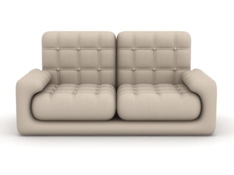 Isolated leather sofa. An interior. 3D image.