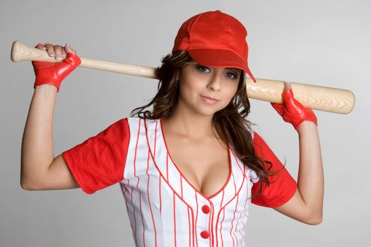 Beautiful female hispanic baseball player
