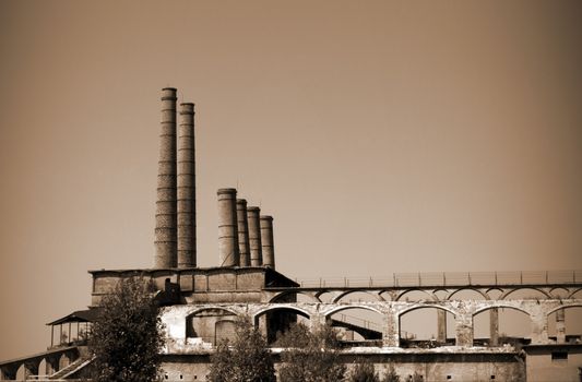 Old abandoned industrial Factory landscape, Bergamo Italy