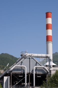 Industrial Electrical Power station,chimney red and white