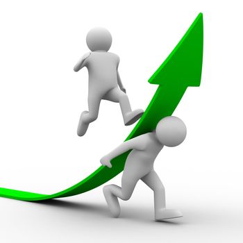 man climb red arrow. Isolated 3D image