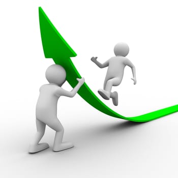 man climb red arrow. Isolated 3D image