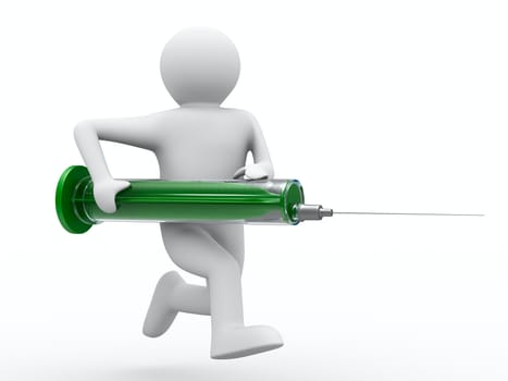 doctor runs to aid. Isolated 3D image