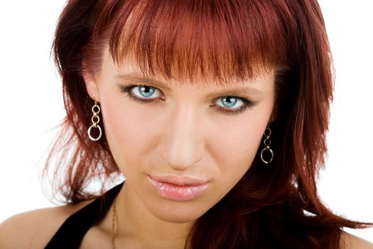 Closeup portrait of young woman's face