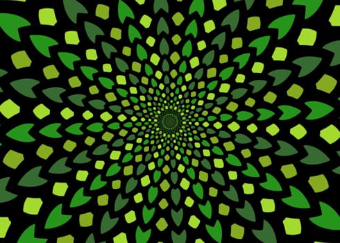 Abstract illustrated background made of green leaves