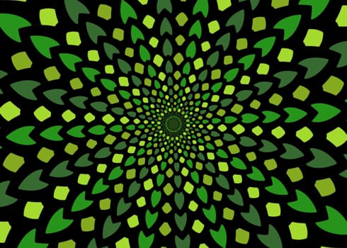 Abstract illustrated background made of green leaves