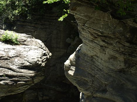 View of Linville Gorge. The rocks worn away by waTER