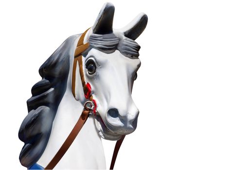 Head of an Old Merry-Go-Round Horse isolated with clipping path