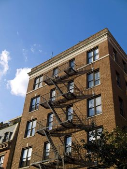 A classic brownstone building in west midtown, NYC.