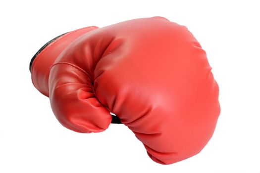 One red boxing glove isolated on white background