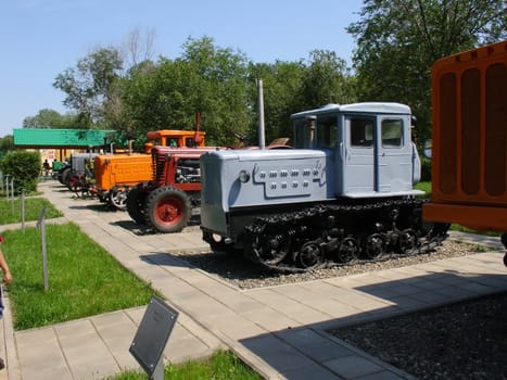 Line of tractors at the technique museum
