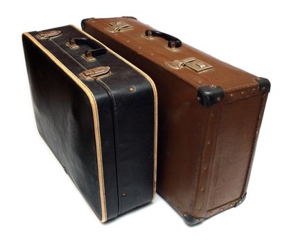 black and brown old battered cases