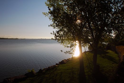 Sunrise on the St-Lawrence river in Montreal