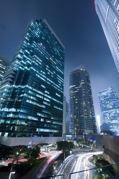 it is a busy traffic night in hong kong