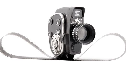 vintage Movie camera on a white background