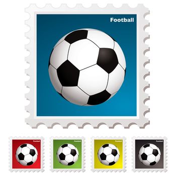 Football sticky stamp sticker concept with traditional ball