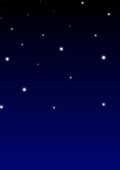 Glowing stars over a gradient blue and black background