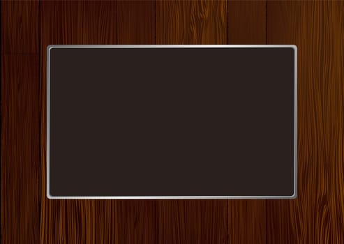 Dark wooden frame with grain and silver metal bevel