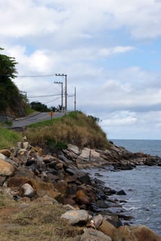 Dangerous and winding road to beach