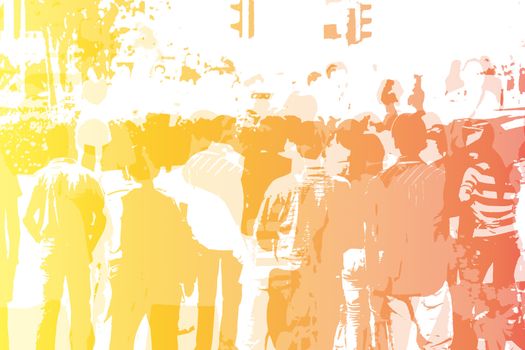 Crowd Abstract Background in Colors and White