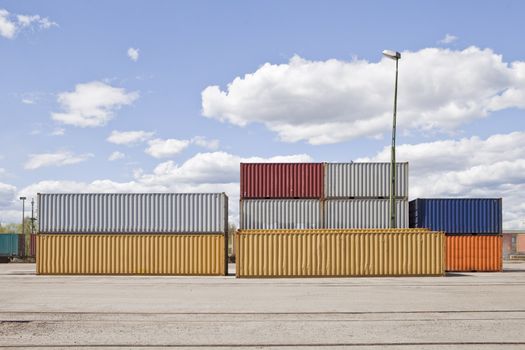 Cargo containers waiting to be loaded