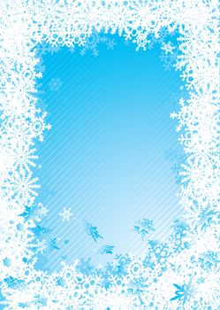 Christmas background with snow flake border in blue